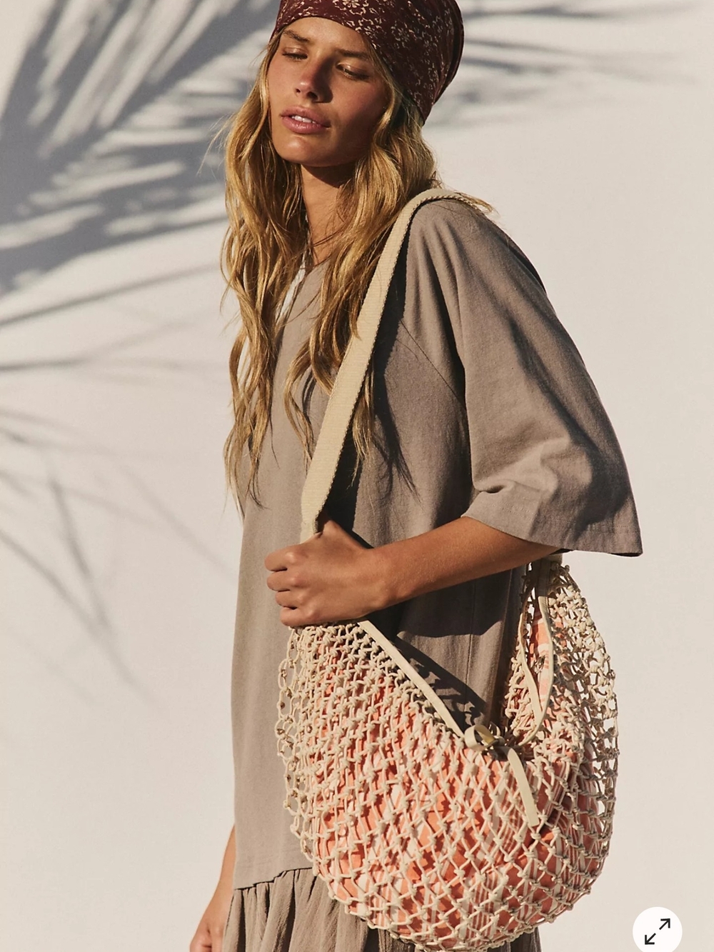 Nwt Free People Silver Springs Sling Bag In Cream And Peach